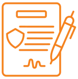 Document with pen and shield icon