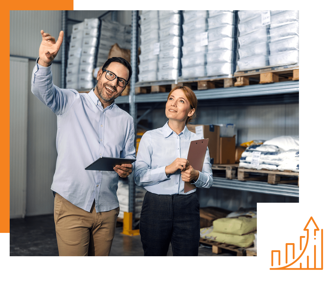 Professionals in warehouse setting